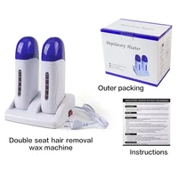 Electric Double Wax Heater Epilator Cartridge Wax Roller Base Roll On Waxing Refillable Hair Removal Machine Depilatory Heater 5