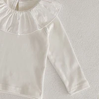 New autumn baby clothing, 0-2 year old girls, lotus collar flower solid color top, T-shirt 5
