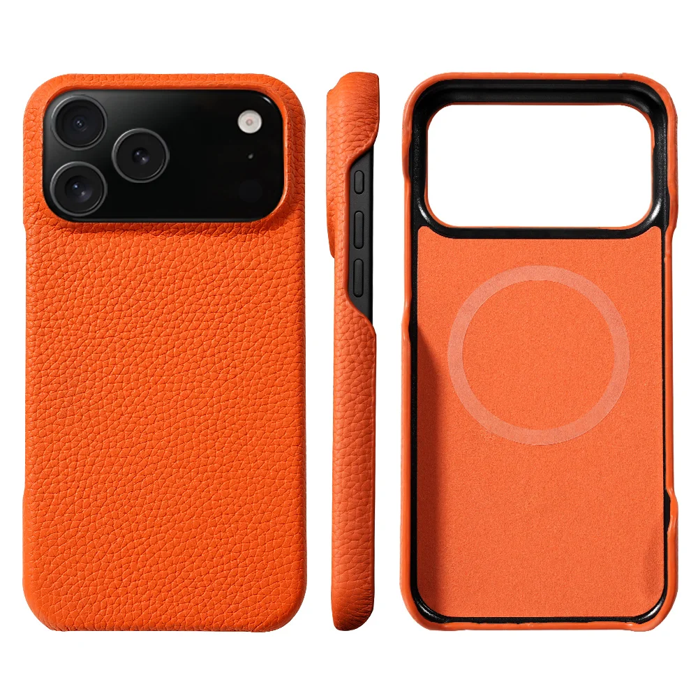 Luxurious Lychee Leather Magnetic Phone Case with Magsafe
