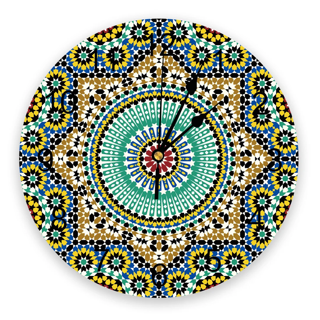 MoroccoColorfulFlowersArabesqueWallClockDecorativeforLiving