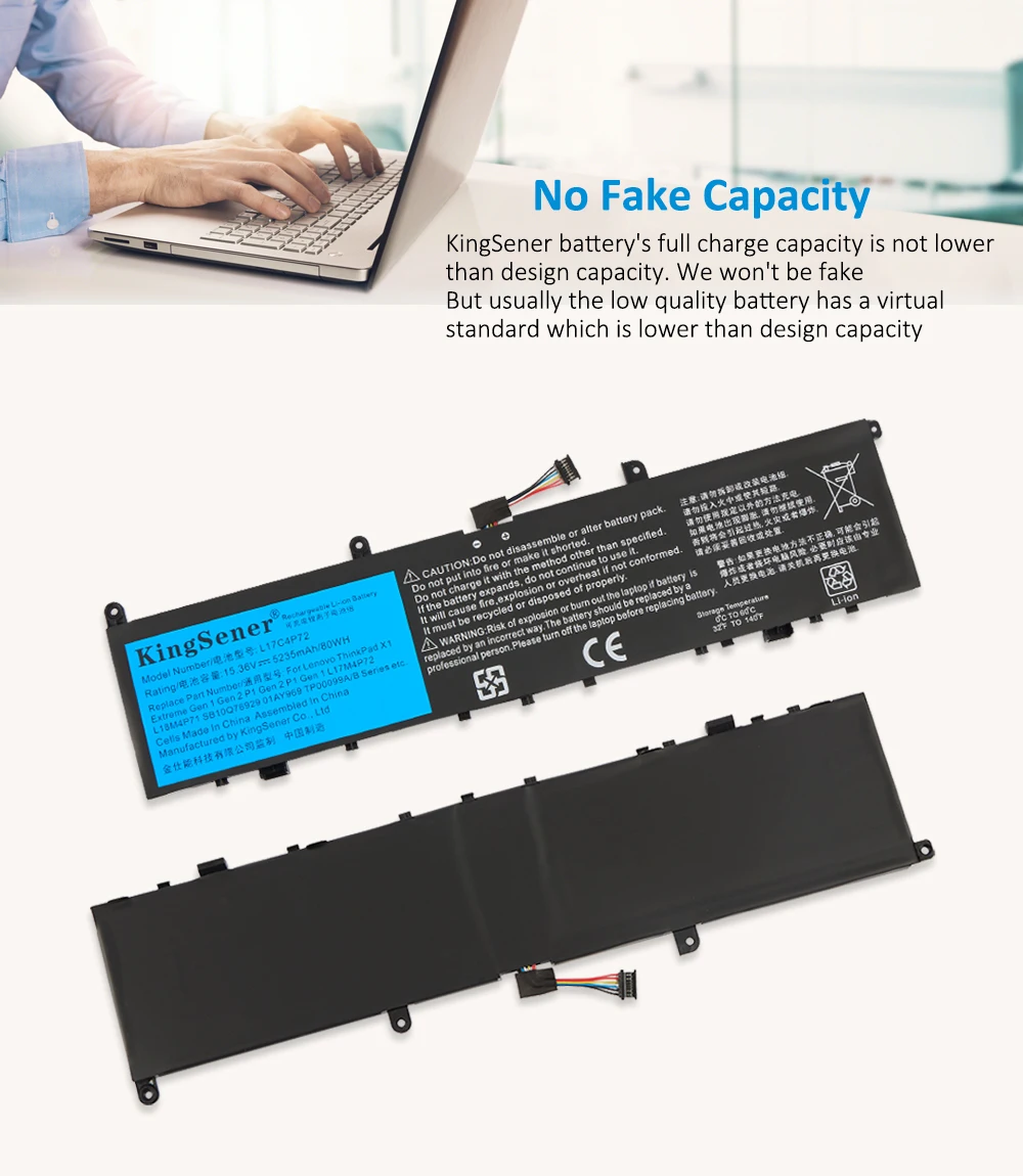 Kingsener-bateria do Portátil para Lenovo Thinkpad x1 Extreme Gen Thinkpad p1 1st 2nd Gen L17c4p72 L17m4p72 L17m4p72 01ay968 - Imagem 5