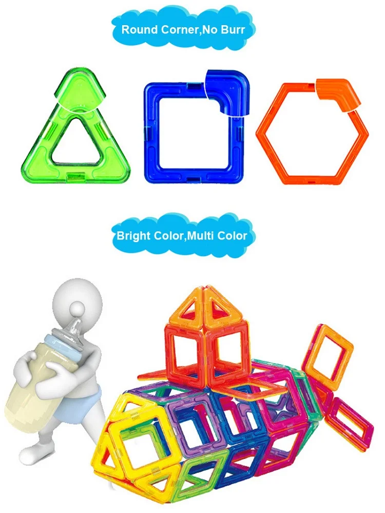 Children DIY Puzzle Toys Big Size Magnetic Building Blocks Toys Designer Construction Triangle Model Puzzle Educational magnetic building blocks magnetic assembly toy magnetic alphabet toys