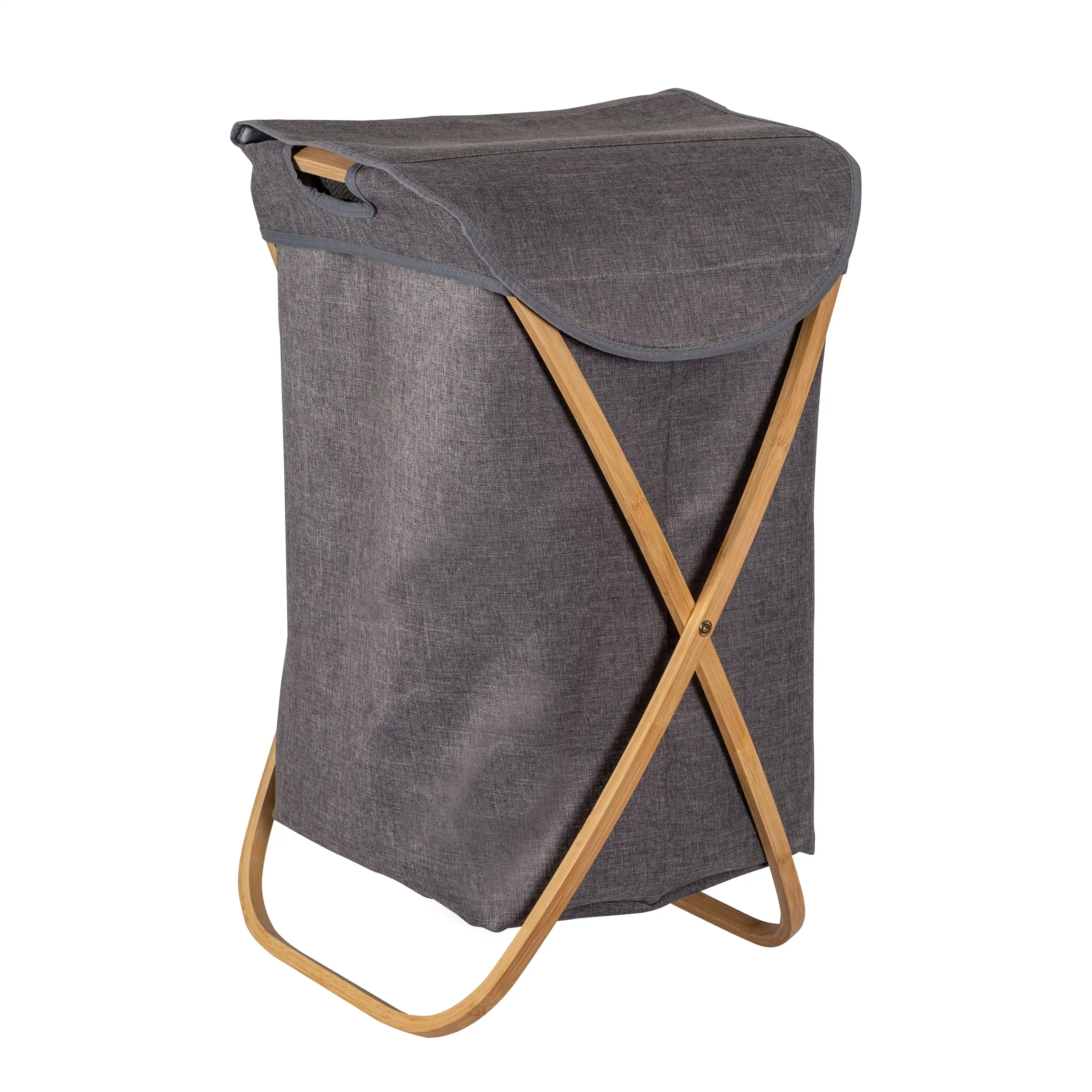 

Honey-Can-Do Bamboo and Canvas Laundry Hamper, Gray