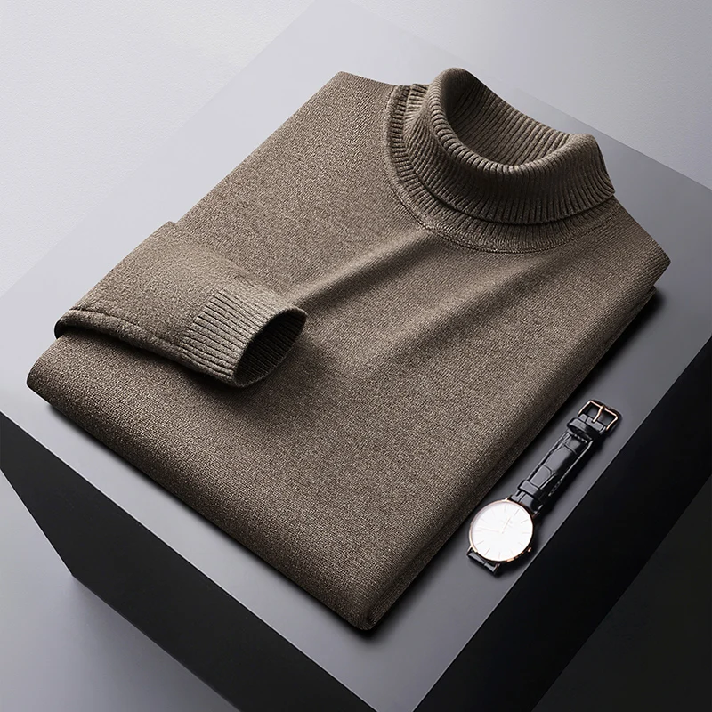 Winter thermal turtleneck sweater men's elastic cold-resistant clothes fashionable simple casual pure color all-matching sweater 5