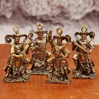 Brass Four Heavenly Kings Statues Retro Guardian Figurines Ideal for Desk Shelf Home Decor Meditation Space Ornament - Image 2