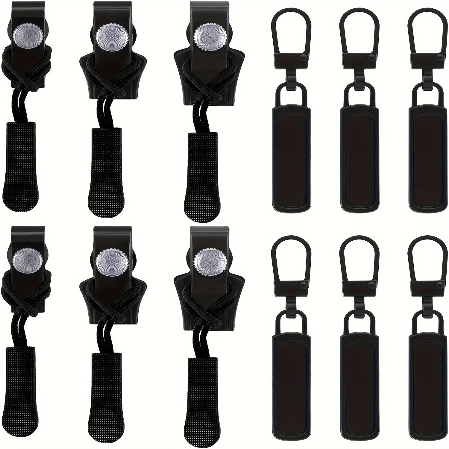 Zipper Repair Kit 12 replaceable zipper sliders with detachable pull rings for clothing and bags 12pcs