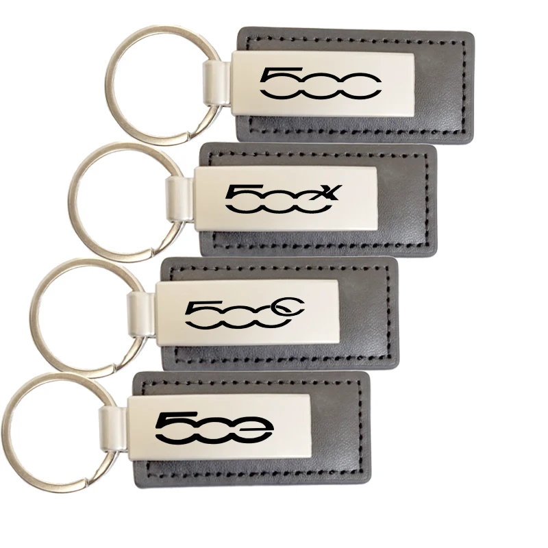 NewMetalleatherCarKeychainKeyChainRingsForFiat500500L500S