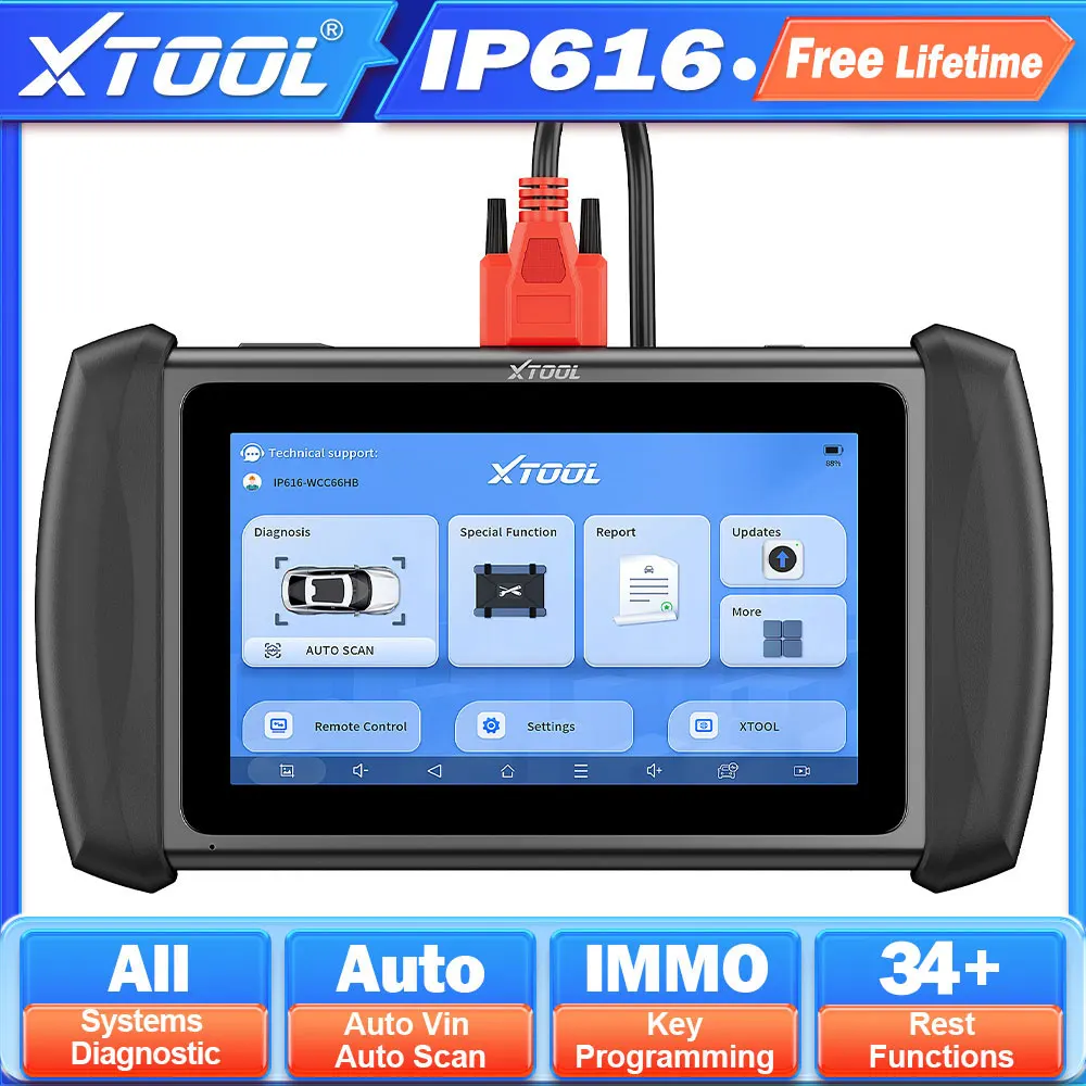 XTOOL IP616 V2.0 Ferramentas de Diagnóstico Automotivo para Todos os Sistemas, Programação de Chaves, Scanner OBD2 Auto VIN, 34+ Redefinições, CANFD, Atualização Gratuita Vitalícia