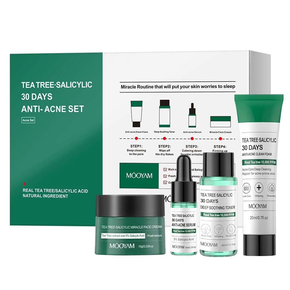 Skin Care Set Tea Tree Salicylic Facial Cleaner Korean Face Serum Exfoliating Peeling Gel Moisturize Toner Cosmetics skin care set