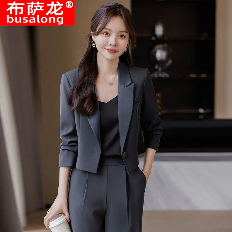 

Casual Short Small Suit Jacket for Women Spring and Autumn New High Sense Small Korean Style Loose Professional Tailored Suit Su