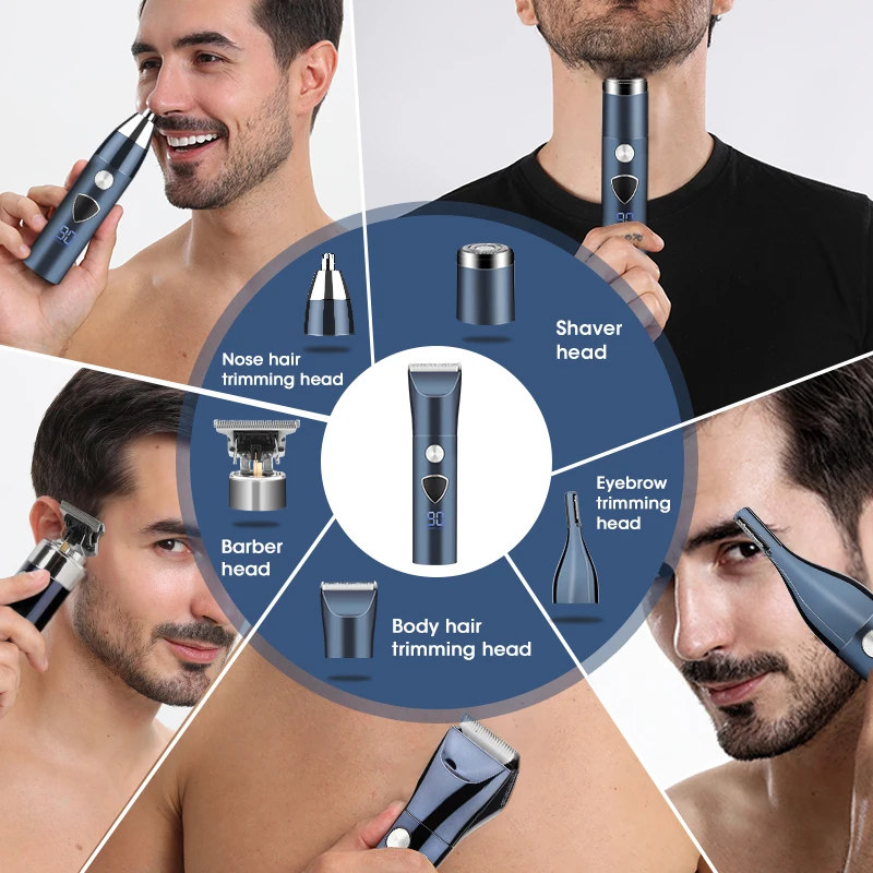 5 in 1 Multifunction Hair Clipper Set for Men Grooming Kit Hair Trimmer Electric Shaver Razor and Nose Trimmer RESUXI HC-268B