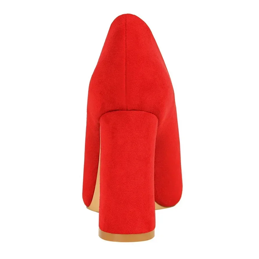 Women Elegant Suede 8.5cm High Heels Formal Occasion Pumps Lady Fashion Party Block High Heels Red Khaki Nightclub Dance Shoes 4