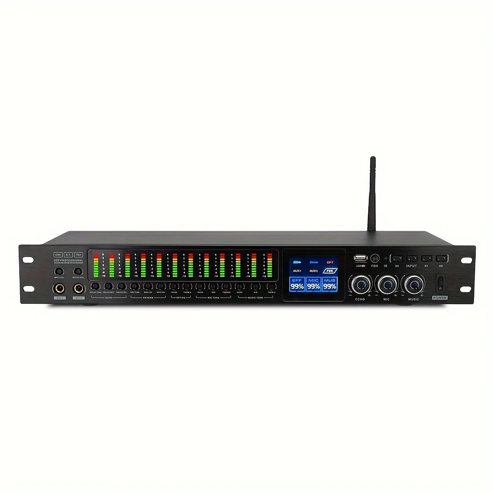 LMBGM-KS8 프로페셔널 프리 스테이지 이펙터 USB 12-세그먼트 고음, 중음, 저음 조정 프로세서 KTV 디지털 리버브
