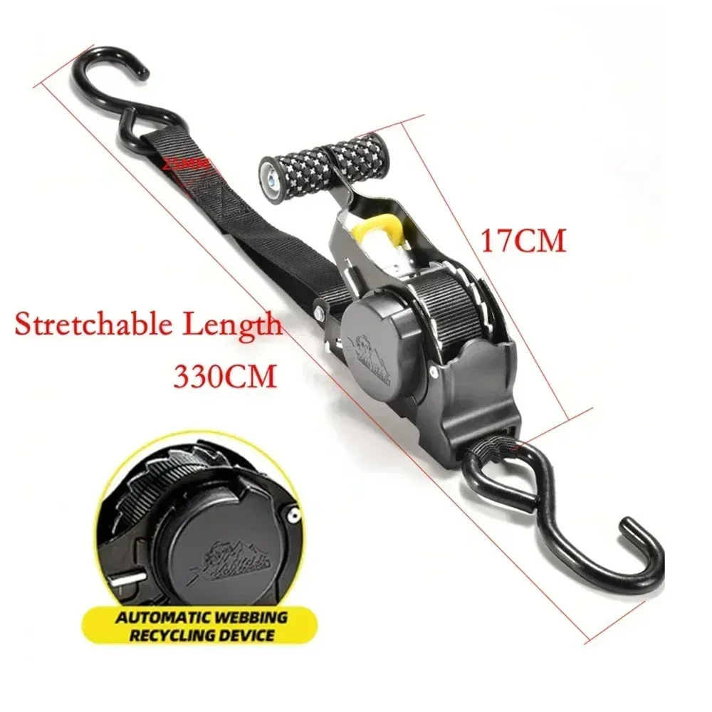 Heavy-Duty Retractable Cargo Straps with Ratchet Tensioner for Secure Load and Luggage Handling