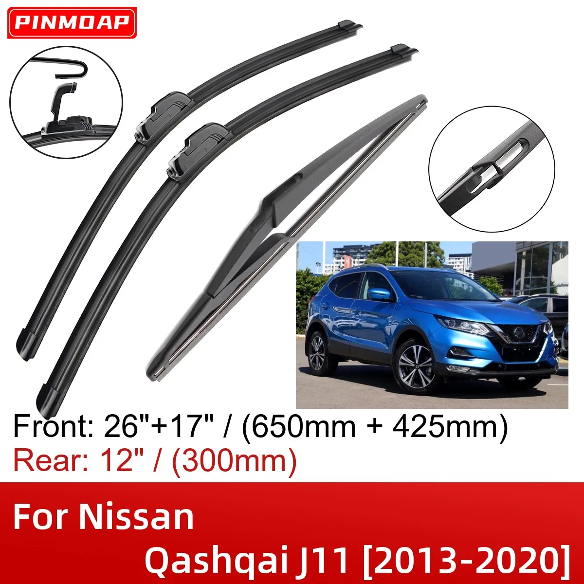 Щетки стеклоочистителя Передние Задние для Nissan Qashqai J11 2013-2020 26 дюймов + 17 дюймов + 12 дюймов, аксессуары для резака 2015 2016 2017 2018 2019