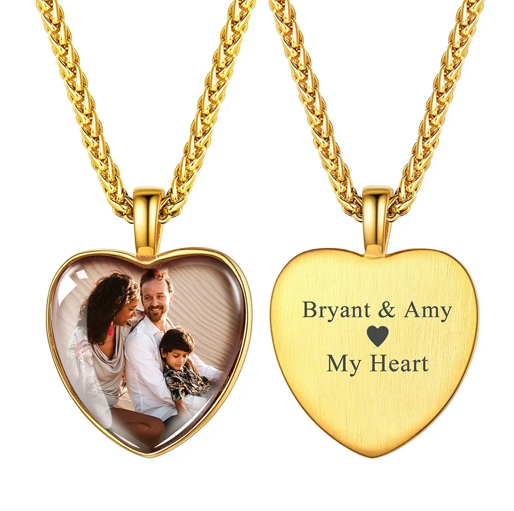 U7 Collana Donna Con Ciondolo Cuore Ali Apribile Portafoto Personalizzabile - Acciaio 316L Con Catena 51+5 Cm, Regalo Per Mamma Compleanno E Natale (Argento)
