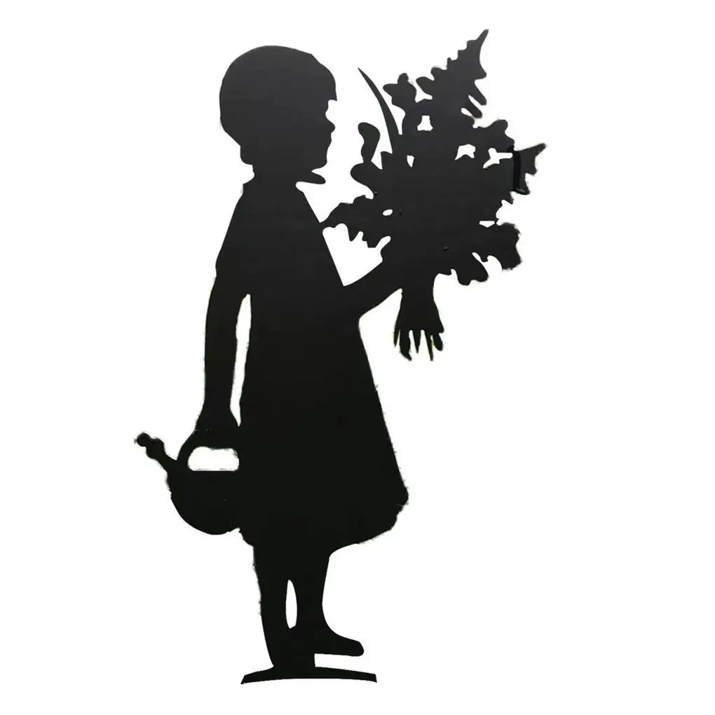 

Little Girl Sculpture Portable Lightweight Silhouette Stake Wear-resistant Sculptures Courtyard Decoration for Patio Yard