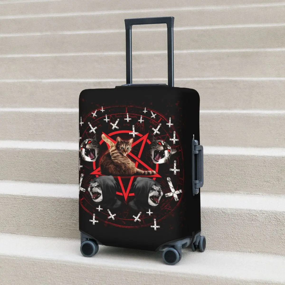 귀여운 고양이 여행 가방 커버, 다채로운 동물 프린트, 휴일 크루즈 여행, 실용적인 수하물 케이스 보호대