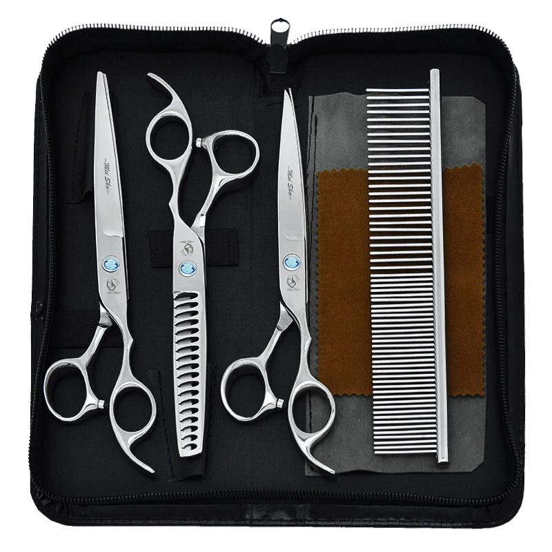 

7.0" Meisha Professional Pet Grooming Scissors 18 Teeth Thinning Shears Animals Curved Hair Cutting Scissors Dog Supplies B0012A