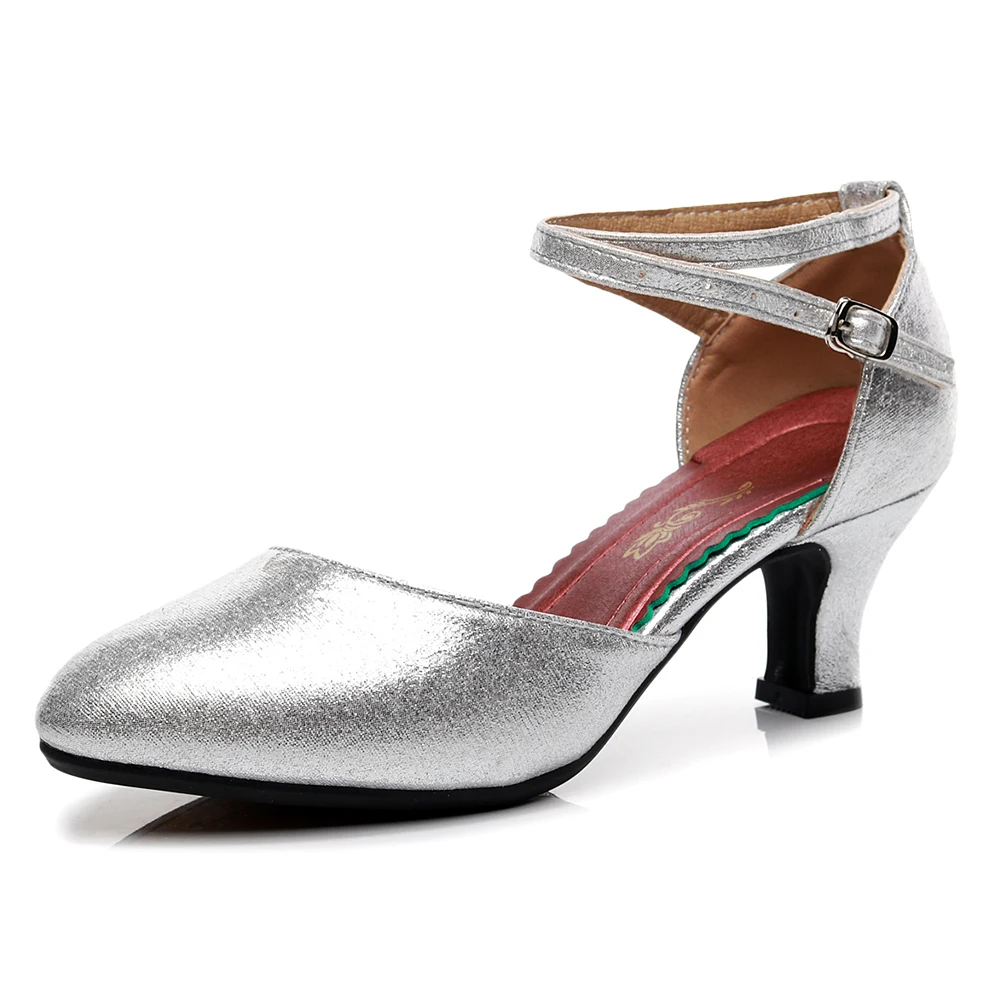 HROYL Latin Dance Shoes for Women Ladies Closed Toe Modern Dancing Shoes Girls 3.5/5.5 CM Suede Sole and Rubber Sole