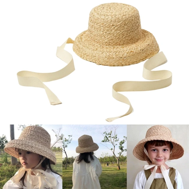 Handwoven Kids Straw Cap Girl Floppy Hat Wide Brim Fishing Cap Vacation Hat  Dropshipping - AliExpress