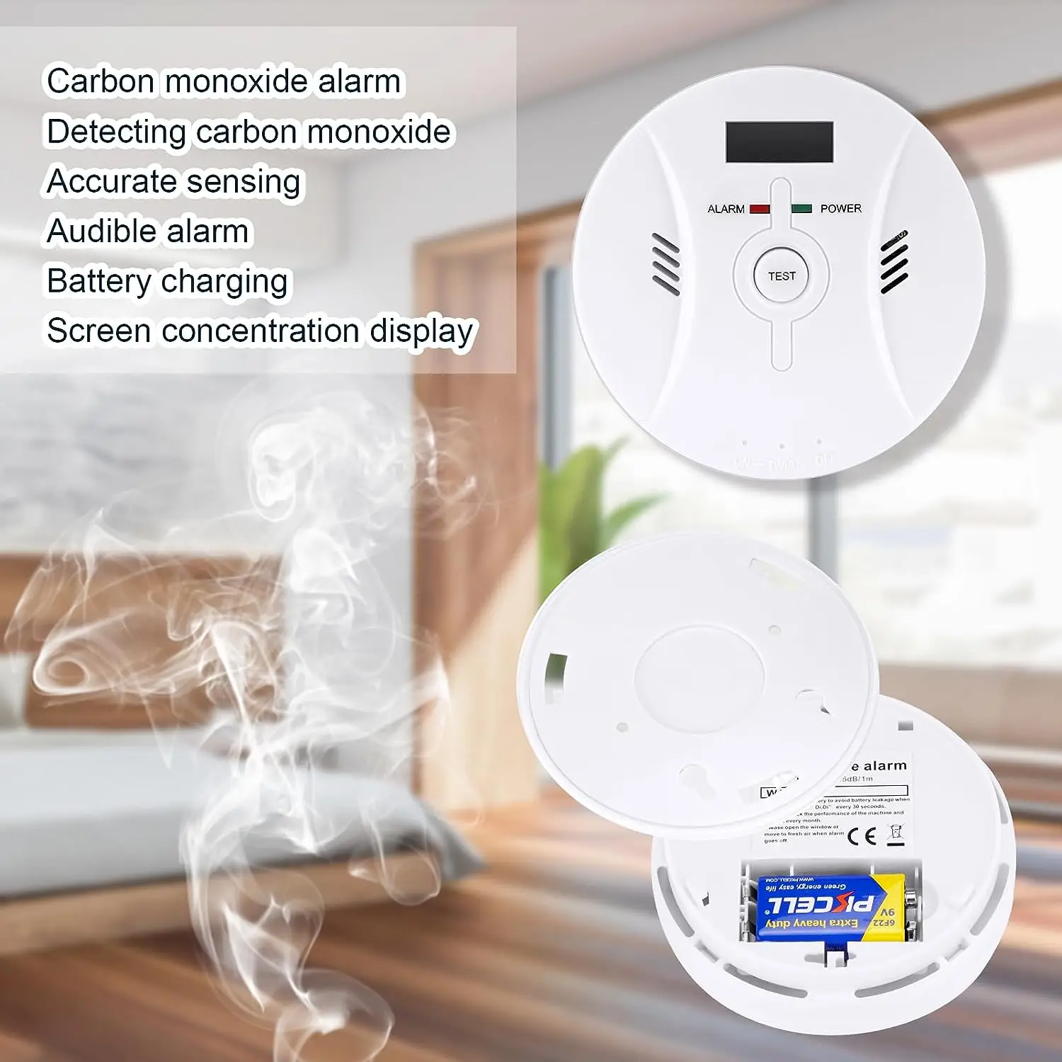 Carbon Monoxide Smoke Detector CO and Smoke Alarm Combination CO Alarm Fire Alarm for Home and Kitchen 2 in 1 carbon monoxide alarm smoke alarm