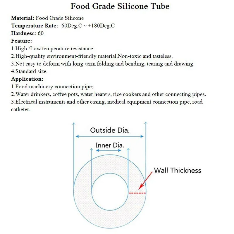 Silicone Tube 1M Silicone Rubber Hose Transparent Flexible Diameter 1-50mm Food Grade
