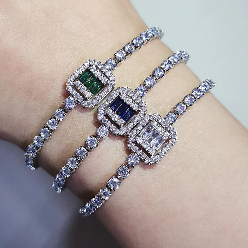 Nuovo 2023 Square Diamond Full Sky Star Bracciale Sparkling Dazzling Luxury Goods For Lady Women Wedding Party
