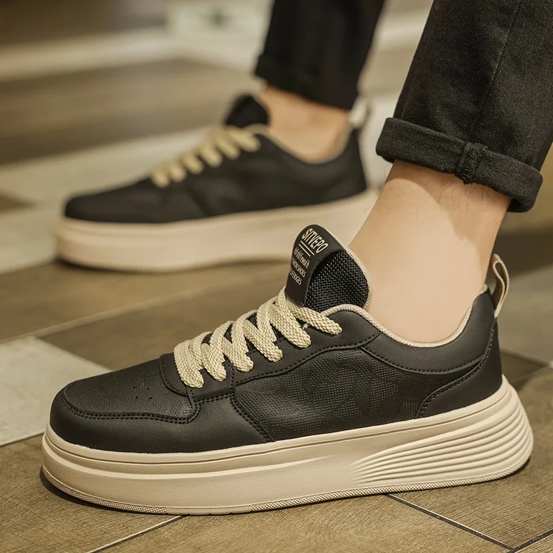 White Sneakers For Men Platform Vulcanized Shoes Men Trend Street Style Casual Brand Walking Men's Sneakers On Office Shoes Male 3