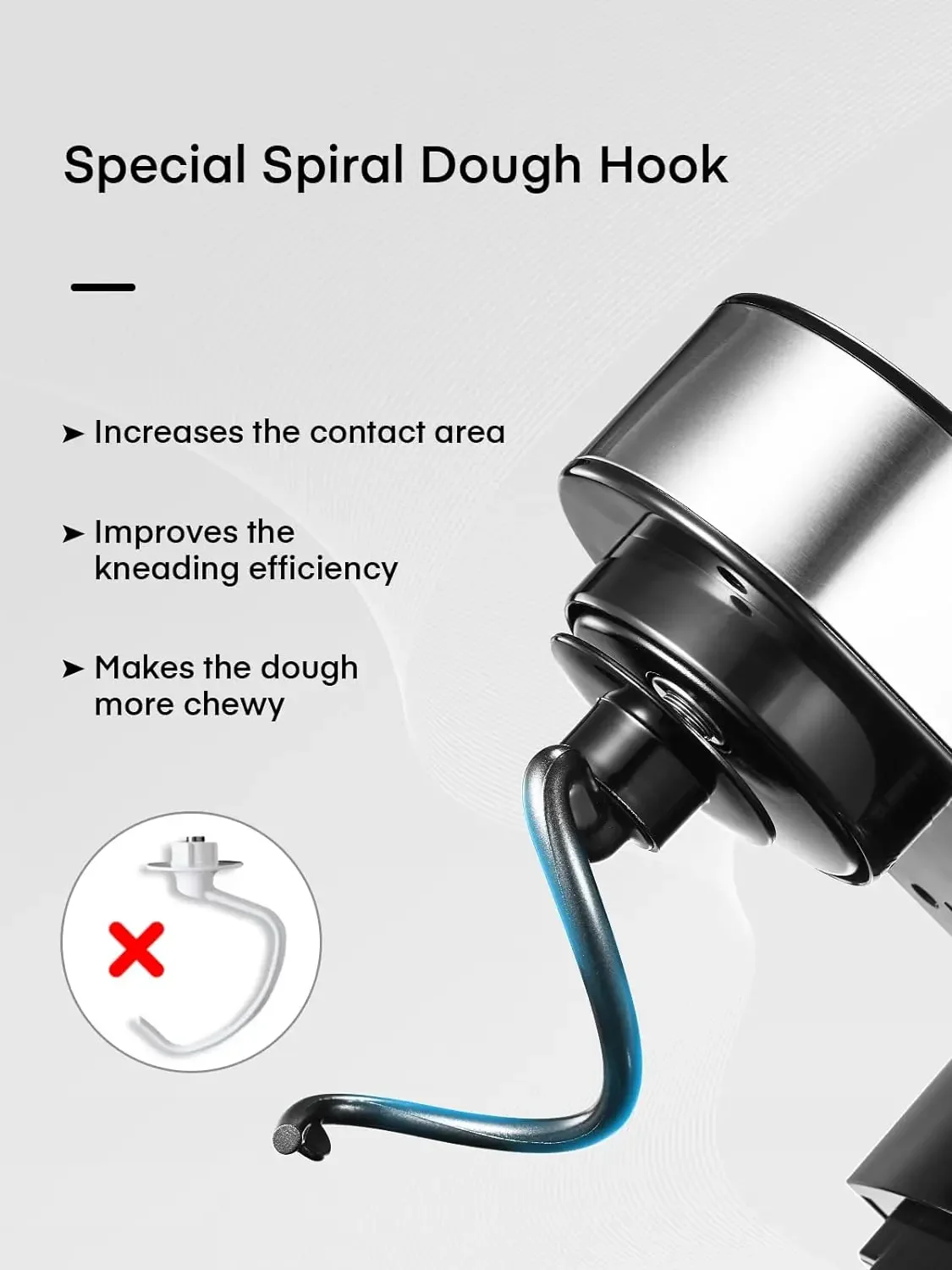 Stand Mixer 5.8 QT Stainless Steel Mixer with Dough Hook Mixing Beater Wire Whip Dishwasher-safe 6+P Speeds Tilt