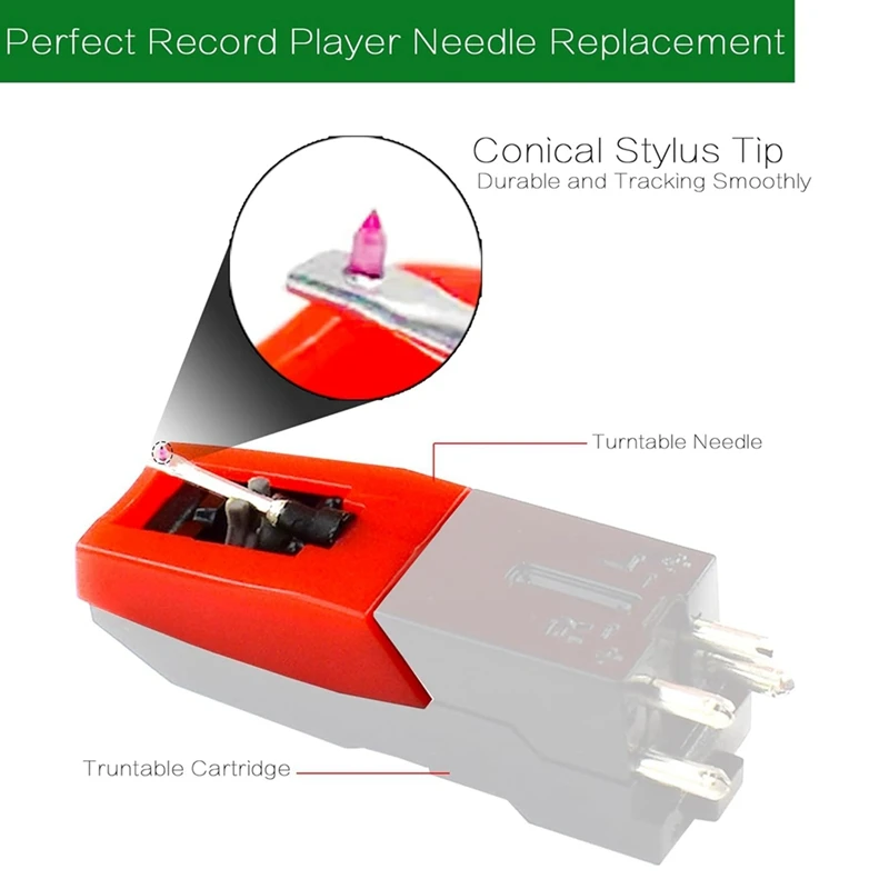 RTSHE-3 Pack Record Player Needles Replacement With Stylus Cleaning Brush, Turntable Stylus Needles For Victrola,Crosley