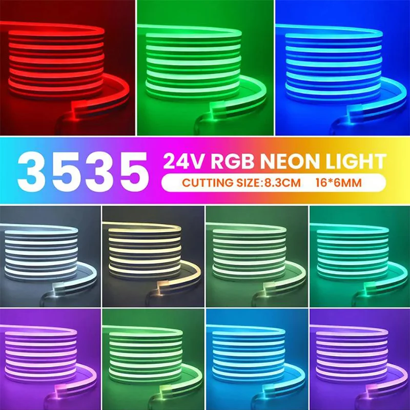 รูปสินค้า LED Strip 24V นีออนไฟ RGB ปรับแต่งได้ ยาว 5/10/20/30 เมตร กันน้ำ IP67
