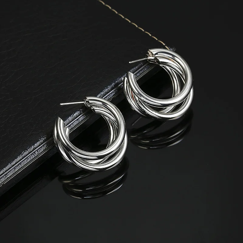 Bohemian Style Hoop Earring Gold Silver Color C Shaped Funky