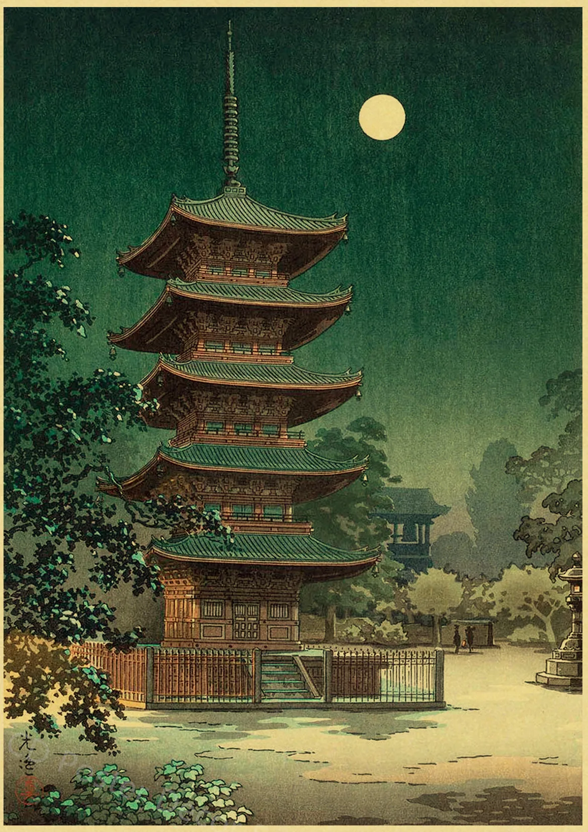 Japanese Landscape Series Retro Poster Kraft Paper Prints Posters Vintage Home Room Bar Cafe Decor Aesthetic Art Wall Paintings Peckshirt