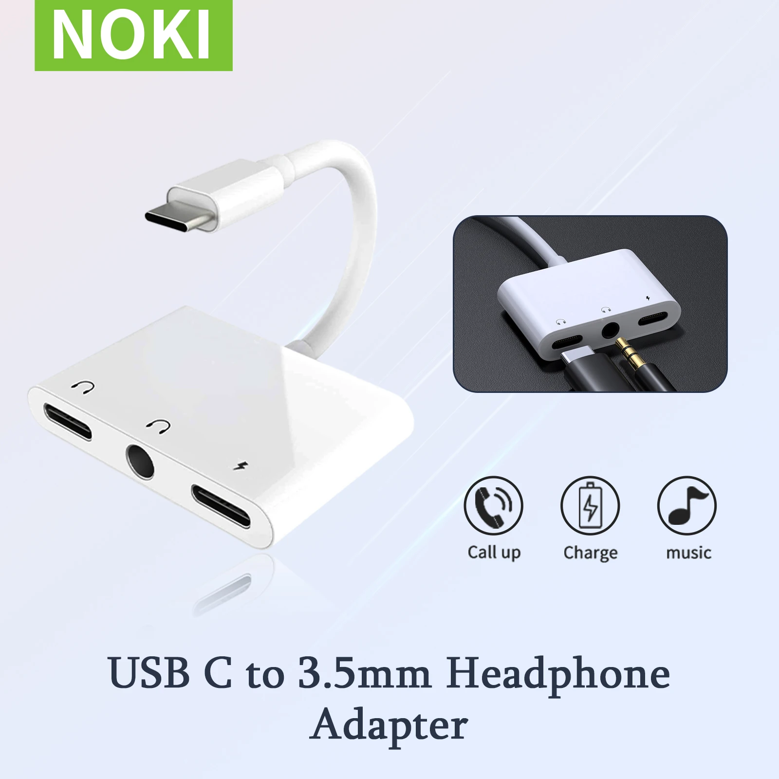 Acheter Adaptateur DAC Type C 2 en 1 USB C à prise Jack 3.5mm, séparateur  de charge, câble double type-c, convertisseur de casque pour Huawei Google