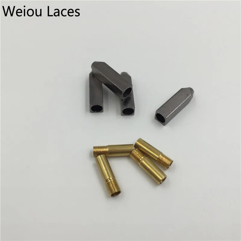 Weiou 4pcs/1 Set 5*5*19mm Gold Silver Gunblack Metal Aglet Tips Replacement Repair Shoelaces Head Aglets Ends DIY Sneaker Kits