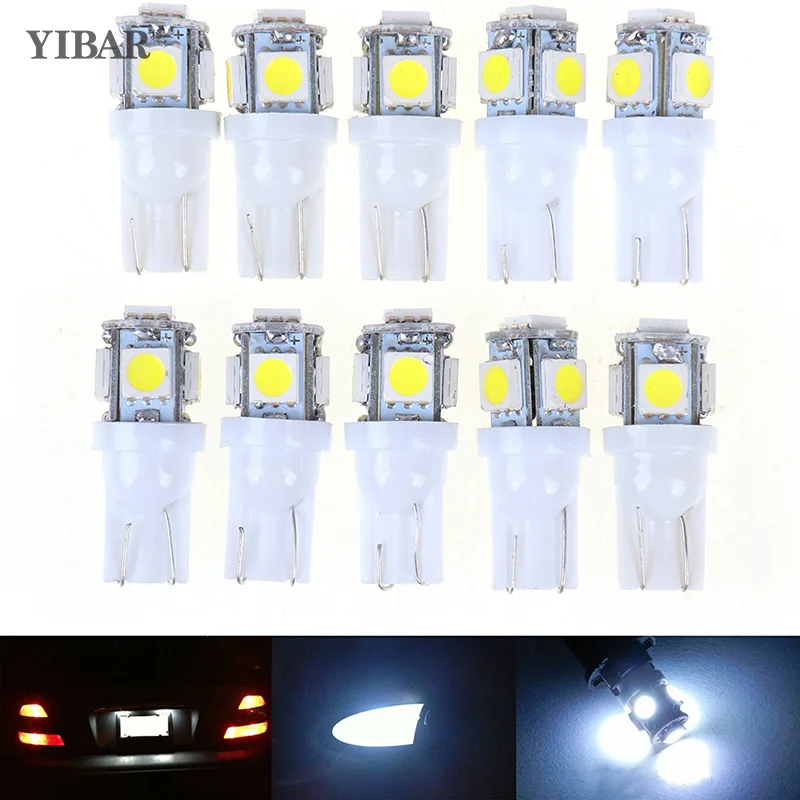 

10 шт Белый T10 клин 5-SMD 5050 5W 5светодиодный номерной знак лампы Индикатор