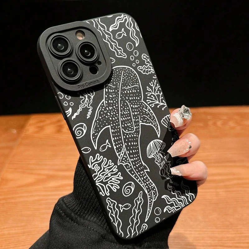 Black Eyed Shark Soft Matte Shockproof Phone Case
