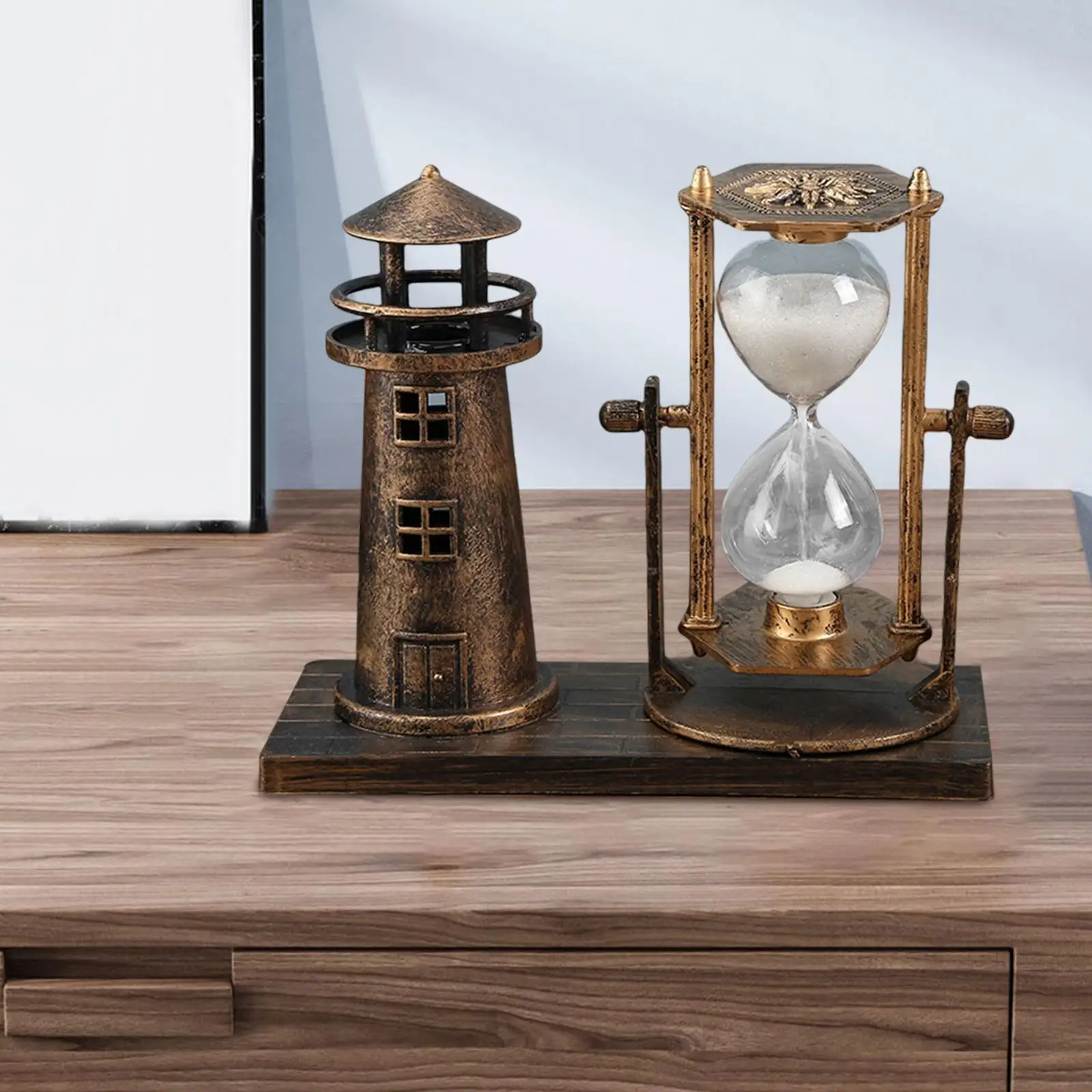 Decoração de ampulheta de farol, enfeite de mesa, escultura, torre de vigia para mesa, escritório, presente de inauguração