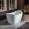 59" Freestanding Bathtub with Bathtub Spa Pillow，Contemporary Soaking Tub with Matte Black Overflow and Drain，luxury Bathtub 5