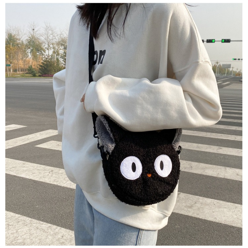 Fashionable and cute crossbody bag, single-shoulder bag, cartoon plush shoulder bag, women's crossbody bag, wallet