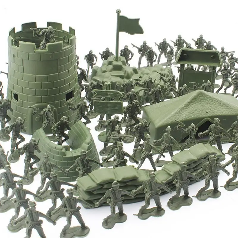 MilitaryToy Model Action Figure Men Figures Poses Soldiers Armed Helicopters Rockest Tanks Turret Children Boy Gift Toy Kit 6