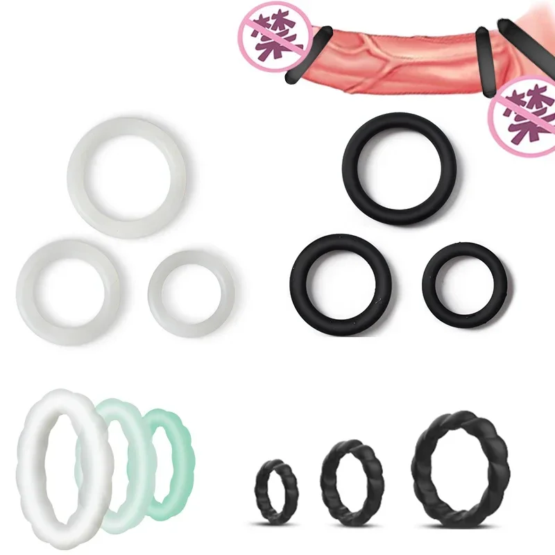 Hot Sale 3pcs Male Cock Ring Penis Ring Essence Delay Widen Thicken Chastity Device Cock Ring Delay Ejaculation  Sex Toy For Men new remote control male masturbator prostate massager usb charge strapon cock ring gay butt anal plug vibrator sex toys for men