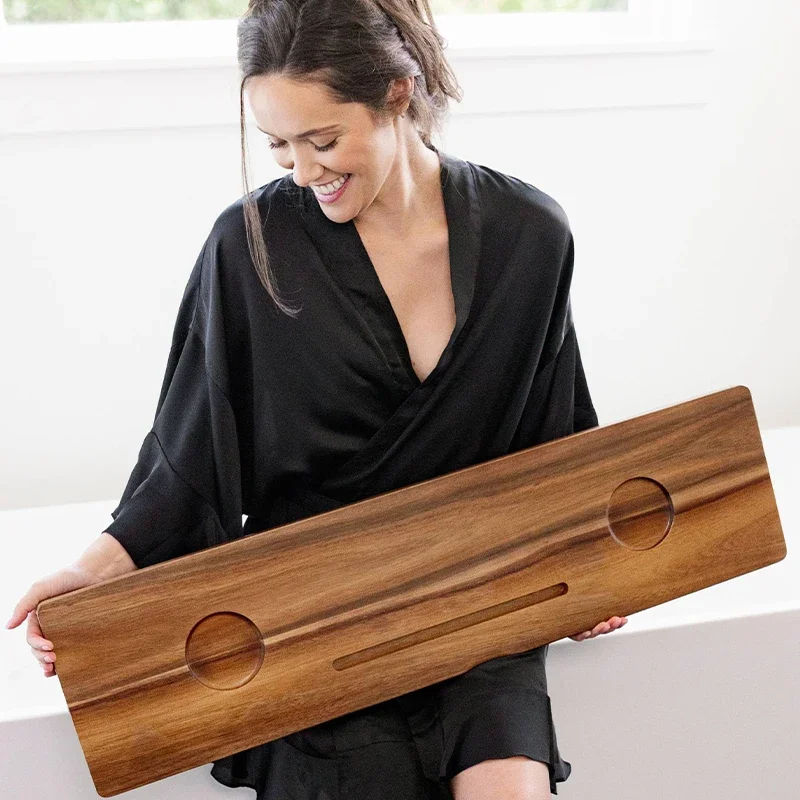 Luxury Bathtub Caddy Shelf Zen Spa Organizer for Resorts Airbnb & Hotel Bathrooms Waterproof Storage with Essential Oil Tray