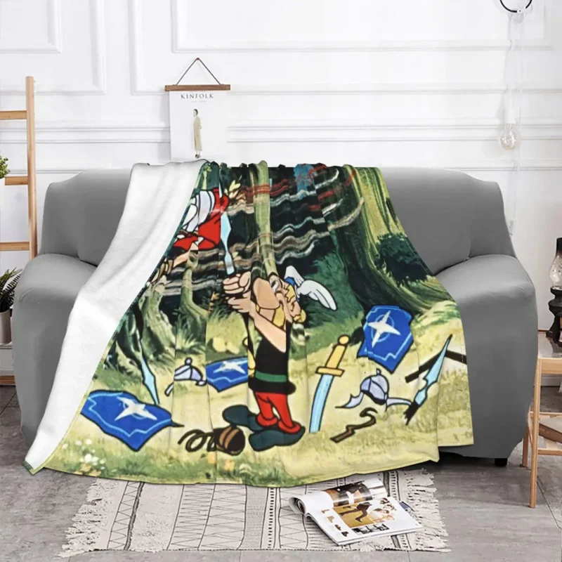 

Plaid Anime Cartoon Asterix Blankets Coral Fleece Plush Summer Portable Super Warm Throw Blankets for Sofa Outdoor Bedspread