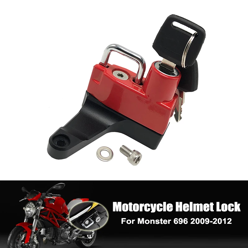 

Fit For Ducati Monster 696 2009 2010 2011 2012 Motorcycle Helmet Lock Side Anti-theft Security with 2 Keys Bloqueo De Casco