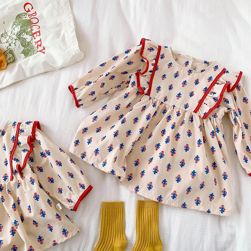 Girls Long Sleeved Floral Baby Bodysuit Dress