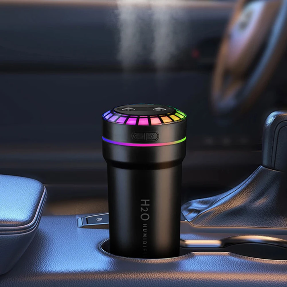 300ml Double Spray Car Mini Humidifier with Mood Light Pickup Dynamic Humidifier Smart Pickup for Home Office Room