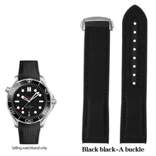  New 20mm 22mm Rubber Silicone Back Blue Watch Strap Nylon Watchband For Omega Seamaster 300 Speedmaster 8900 Planet Ocean Tools 