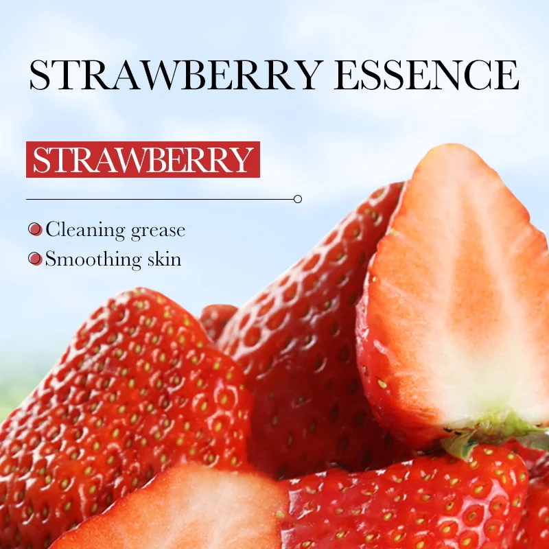 SAODER Fruits Strawberry Cleanser Face Wash Foam Massasge Cleansing Mossee Moisturizing Facial Skin Care Products